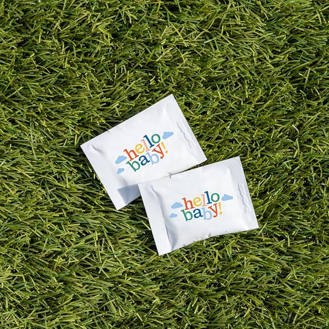 SIMPLY Peppermint "Hello Baby", Individually Wrapped Breath Mints, Bulk 50 Packets (2 per Packet), | Gender Reveal, Party Favors