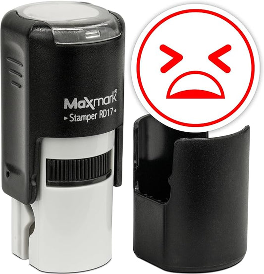 MaxMark Round Self Inking Emoji Stamp - Pain - Red Ink