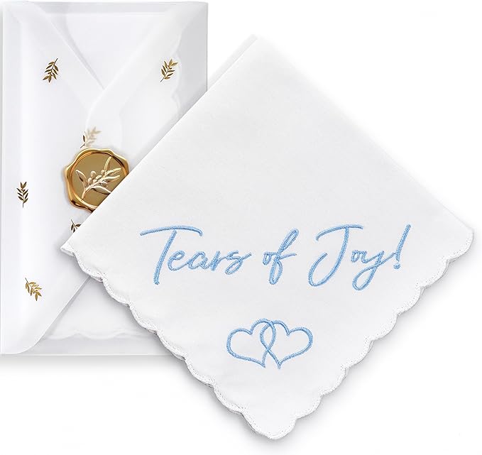 W&F GIFT Handkerchief - 12" x 12" - Something Blue for Bride on Wedding Day - Fun Gift