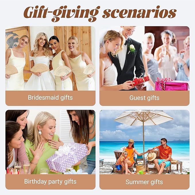10 Pcs Personalized Sandalwood Wood Handheld Folding Fans with Organza Bags Wedding Fans Custom Name Text Icon Gift for Wedding Graduation Party Guests Baby Shower (10)