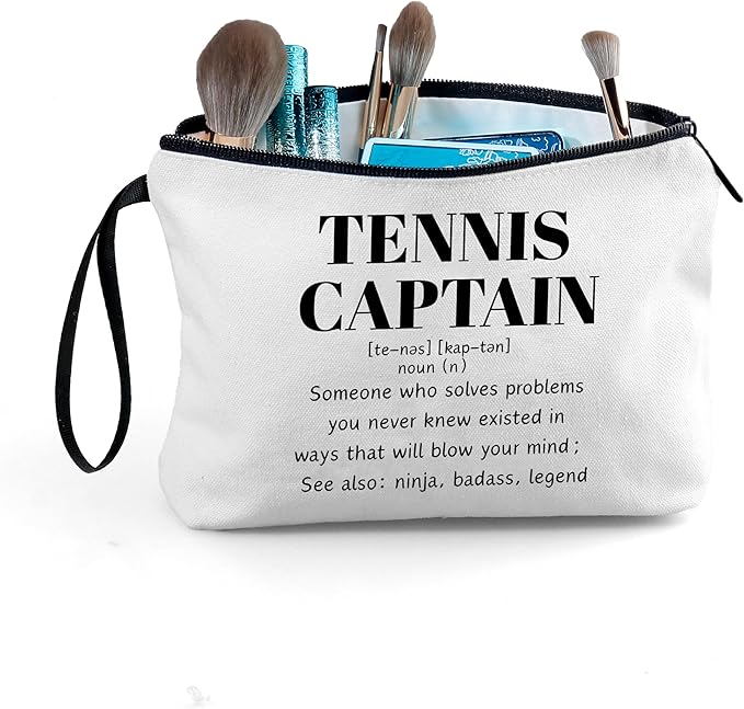 Tennis Captain Appreciation Thank You Funny Birthday Farewell Gifts Accessories for Women Girls Lover Team Female Coworker Friend Small Makeup Cosmetic Bag Christmas