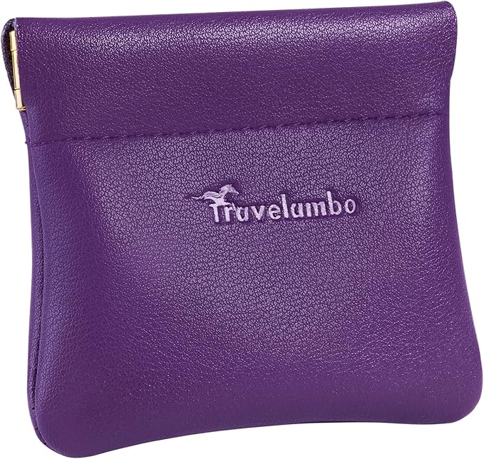 Travelambo Leather Squeeze Coin Purse Pouch Change Holder For Men & Women