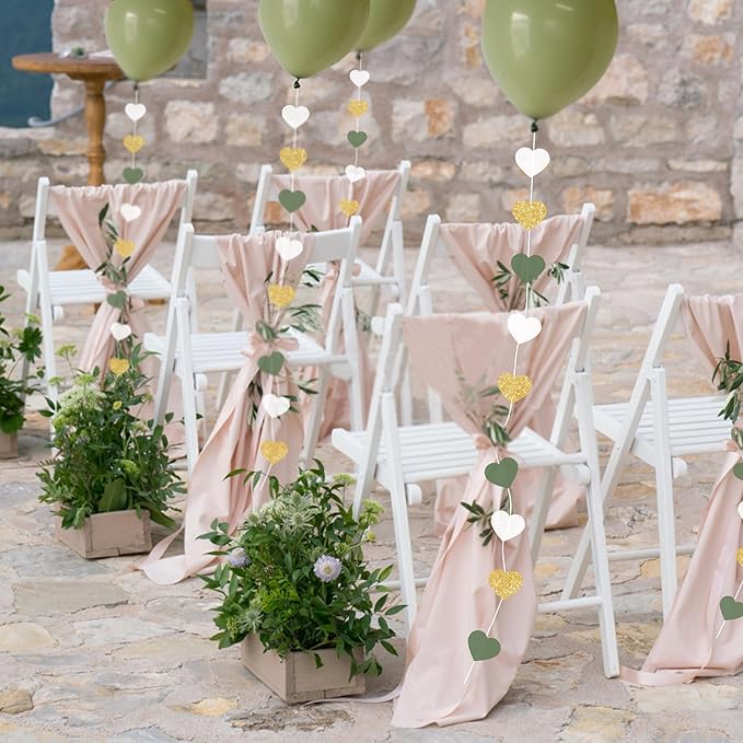 Sage Green Bride to Be Decorations Gold/Green/White Heart Bride to Be Garland with Balloons for Bridal Shower Bachelorette Party
