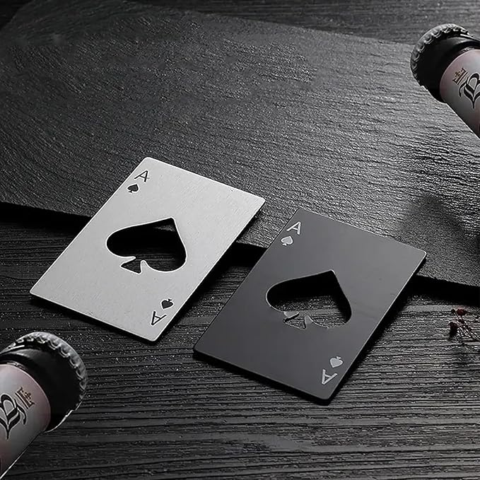50 Pcs Ace of Spades Bottle Openers, Stainless Steel, Personalized Poker Card Bottle Openers,Nice for Wedding Party Favors, Groomsmen Gifts & Bulk Bar Supplies