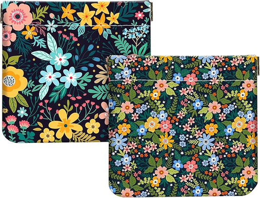 2Pcs PU Leather Small Squeeze Coin Purse Pouch Mini coin Bag Unique And Cute Wallet Cosmetic Bags Change Bag For Women Girls Men Yellow Pink Crushed Flower