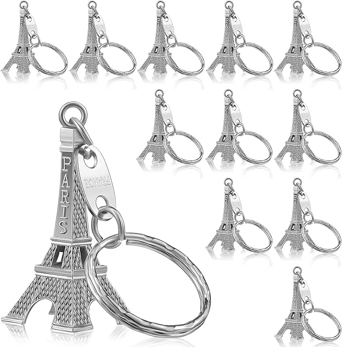 Junkin 30 Pieces Eiffel Tower Keychain Retro Decorations Purse Charms Statue Model Prom Keychain French Souvenirs