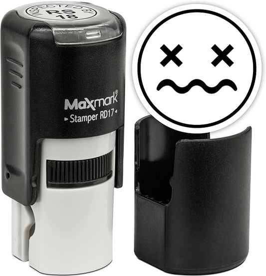 MaxMark Round Self Inking Emoji Stamp - Distressed - Black Ink