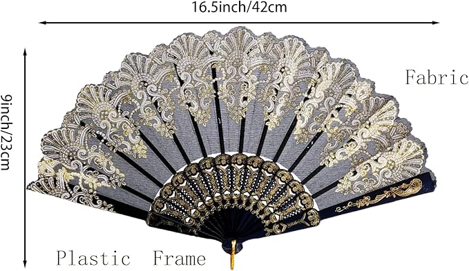 QIRMIZI 30 Pack Folding Handheld Fans,Silk Spanish Fan, Perfect for Weddings, Parties, and Dancing,Black