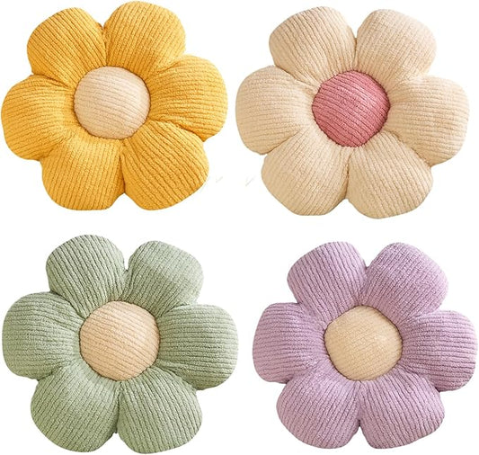 4 Pcs Flower Pillow Flowers Shaped Pillow Cushion Decorative Daisy Pillow for Bed Cute Throw Pillow Flower Floor Pillow Soft Seat Cushion 15.7"