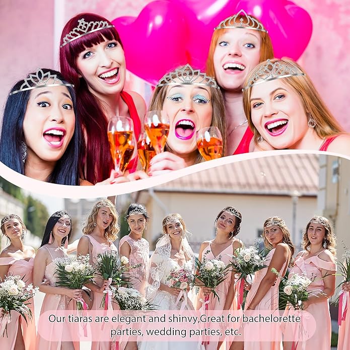Riceshoot 50 Pcs Tiara Crowns Bulk for Women Crystal Princess Tiara Queen Rhinestone Crown with Comb Silver Bridal Wedding Headband for Women Prom Birthday Party Hair Accessory