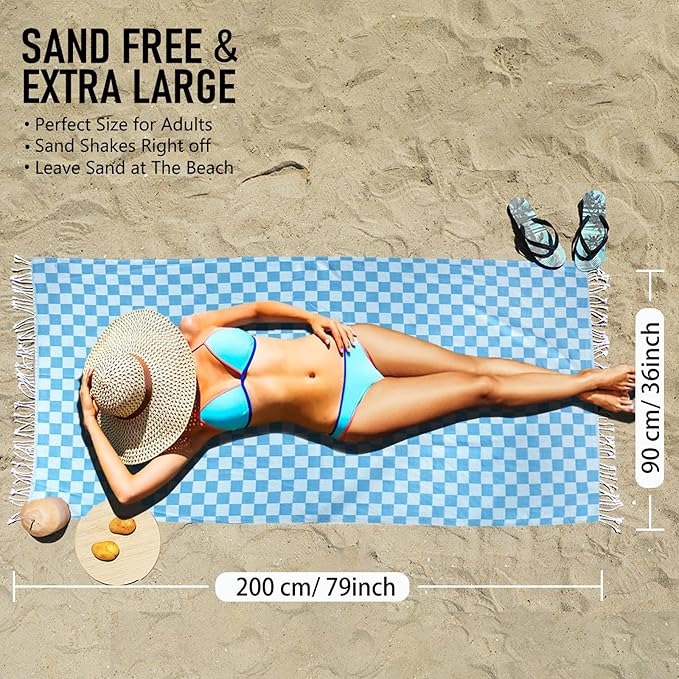 6 Pack Cotton Turkish Beach Towel Lightweight Thin Travel Vacation Essentials Oversized XL Towels Set for Pool Swim Bath Camping Cruise Accessories Absorbent Quick Dry Sand Free Bulk clearance Blanket