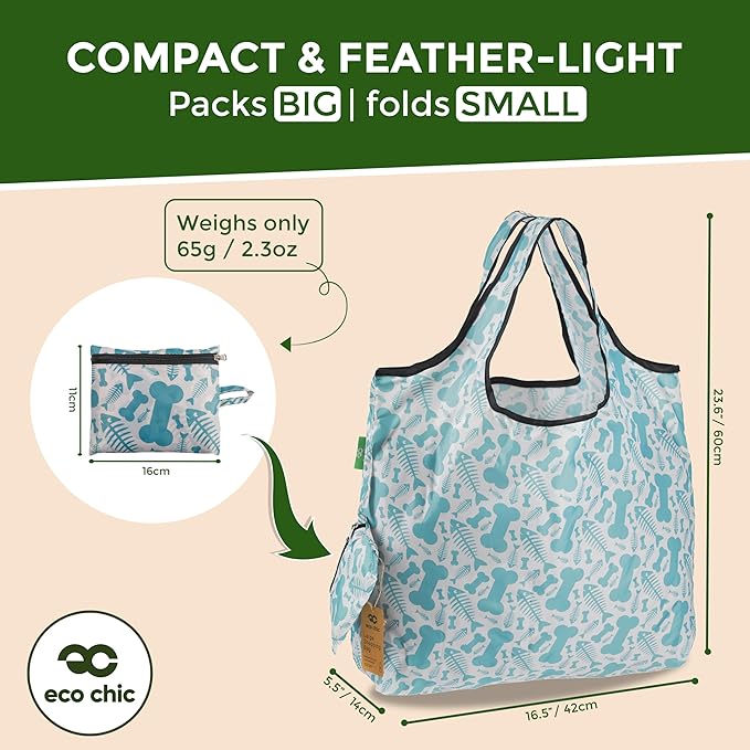 Reusable Large Foldable Shopping Bag Fish Bone by Eco Chic