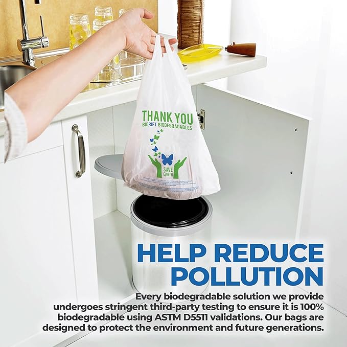 Biodegradable Thank You Bags | 500 Count - Bulk | Extra Thick, Strong, Recyclable, & Reusable | 100% Biodegradable Shopping Bags, Grocery/Restaurant/Supermarket | 12" x 6.5" x 22" | Made in USA