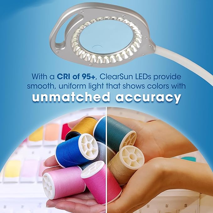 OttLite 2-in-1 LED Magnifier Floor & Table Light, Clearsun, Silver, Retail