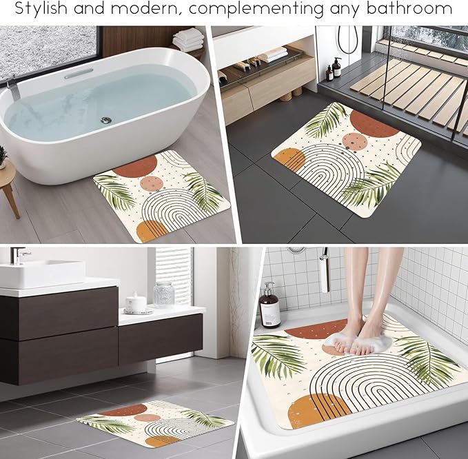 Bathtub Mat Non Slip, Bohemia Square Bath tub Mat Shower Floor Mat with Suction Cups for Adults Kids Elderly 21 X 21 Inch