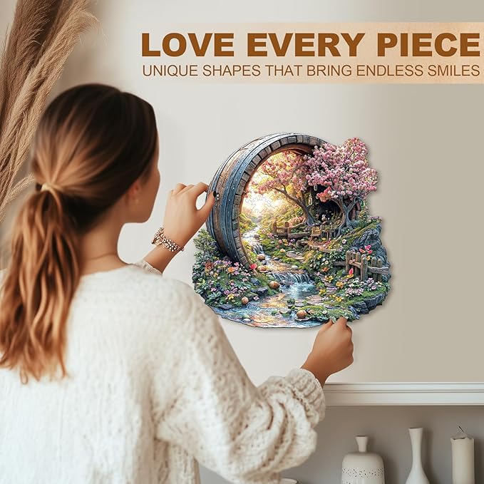 Wooden Puzzles for Adults, Spring Flower Wooden Jigsaw Puzzle for Adults, 200 Piece Unique Animal Shape Wood Puzzles Adult, Birthday Party Gifts for Friends & Family Game Home Decor (M-11.4 * 11.2in)
