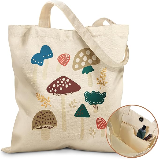 Miss Adola Aesthetic Tote Bag for Girls - with Magnetic Buckle and Zipper Inner Pocket for Women Lady Canvas Cotton Tote Bag