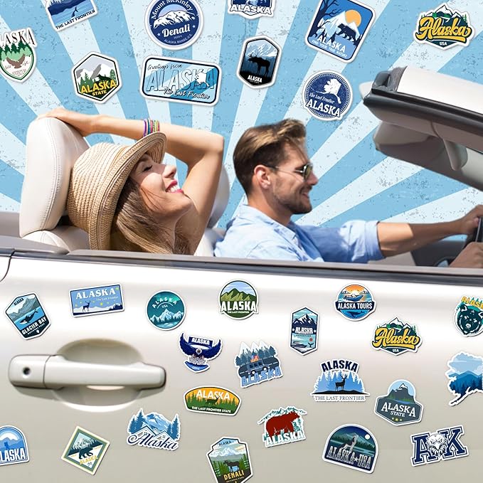Konohan 30 Pcs Alaska Souvenirs Gifts Alaska Magnet for Refrigerator City Magnetic Refrigerator Stickers for Home Decoration