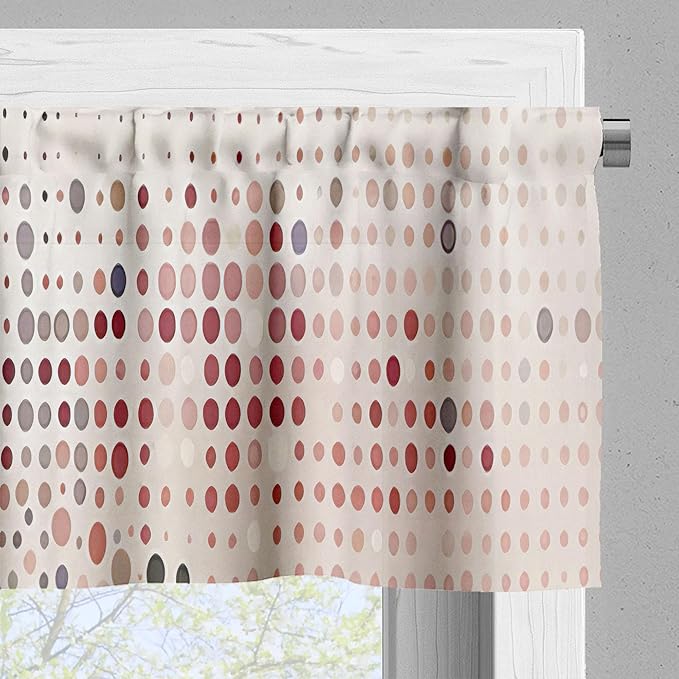 Ambesonne Polka Dot Window Valance, Surreal Composition of Dreamy Spots Art Modern Pastel Abstract Rounds, Curtain Valance for Kitchen Bedroom Decor with Rod Pocket, 42" x 12", Blush Lilac Eggshell