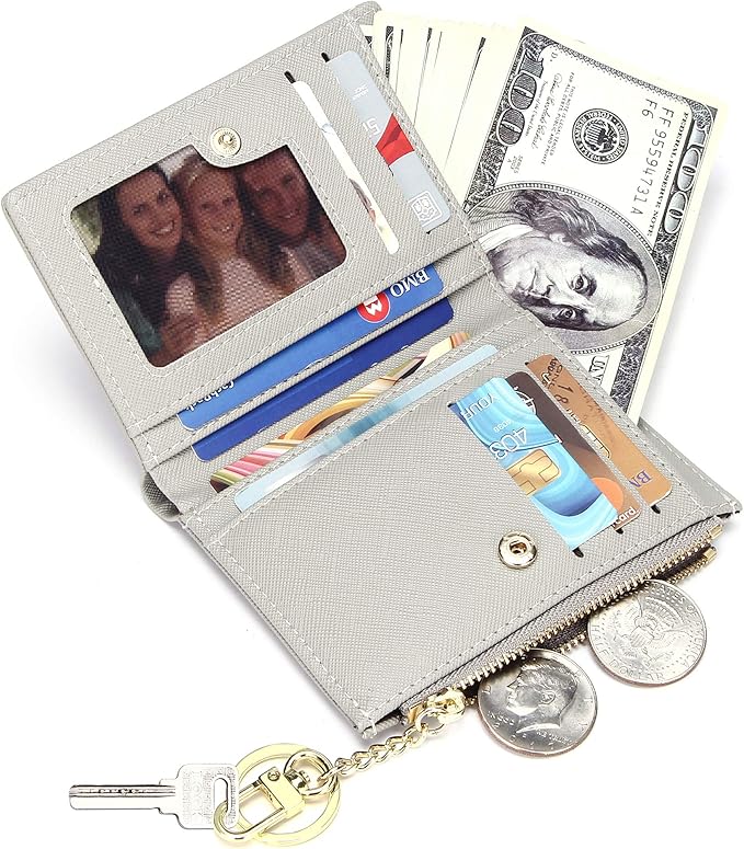 GEEAD Small Wallets for Women Bifold Slim Coin Purse Zipper ID Card Holder