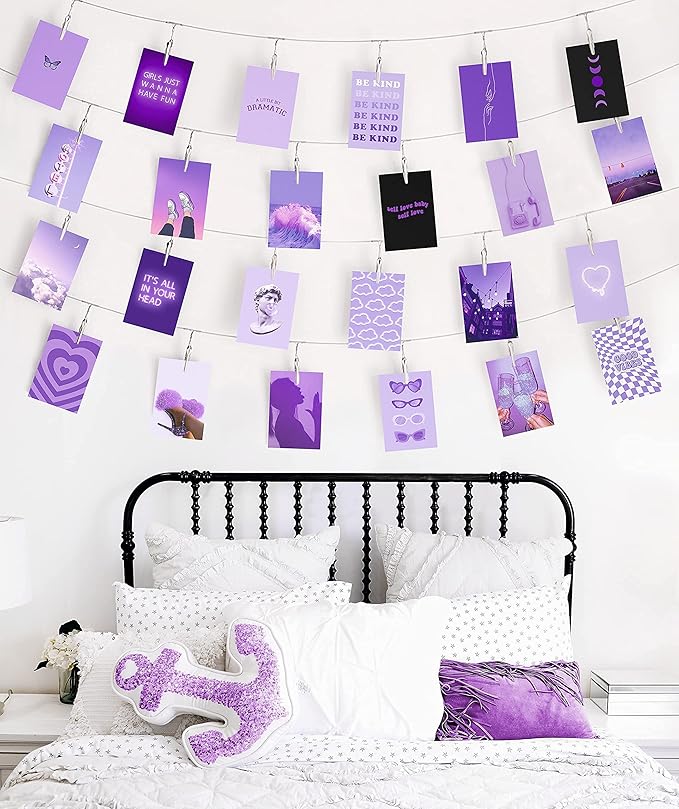 HAUS AND HUES Purple Collage Kit - Dark Purple Wall Aesthetic Art Set of 30