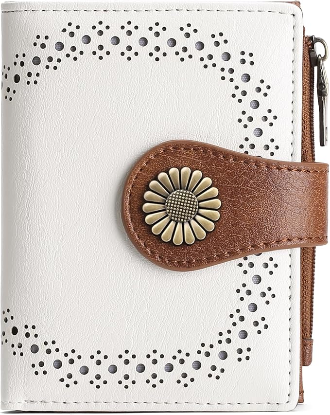 SENDEFN Small Wallets for Women Bifold RFID Blocking Leather Card Holder Compact Wallet with Zipper Coin Pocket