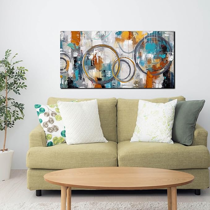 JKWALL77 Abstract Painting for Living Room Canvas - Modern Art Work for Office Walls Ready To Hang 20" x 40"