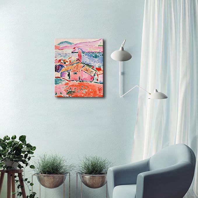 Wieco Art Canvas Print Wall Art View of Collioure 1905 by Henri Mattise Abstract Colorful Art Matisse Posters Canvas Prints for Wall and Home Office Decorations