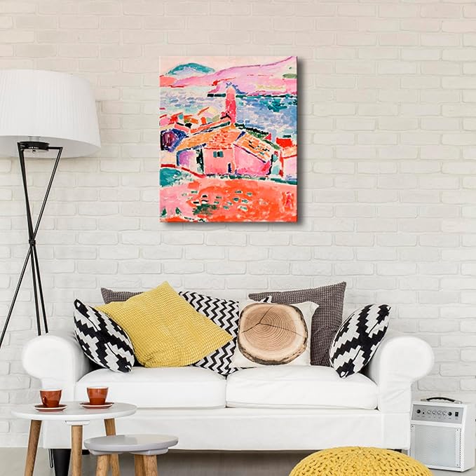 Wieco Art Canvas Print Wall Art View of Collioure 1905 by Henri Mattise Abstract Colorful Art Matisse Posters Canvas Prints for Wall and Home Office Decorations