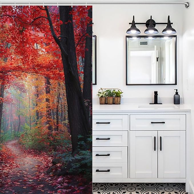 Thanksgiving Fall Maple Shower Curtain Waterproof Washable Fabric Bathroom Shower Curtains for Bathroom Decorations Home Indoor Decor 53x72Inch