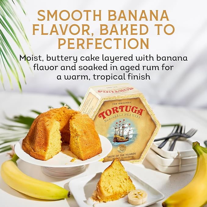 TORTUGA Caribbean Banana Rum Cake - 16 oz Rum Cake - The Perfect Premium Gourmet Gift for Gift Baskets, Parties, Holidays, and Birthdays - Great Cakes for Delivery