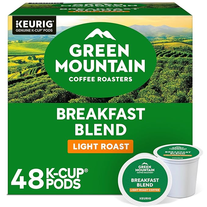 Green Mountain Coffee Roasters Breakfast Blend Single-Serve Keurig K-Cup Pods, Light Roast Coffee, 48 Count