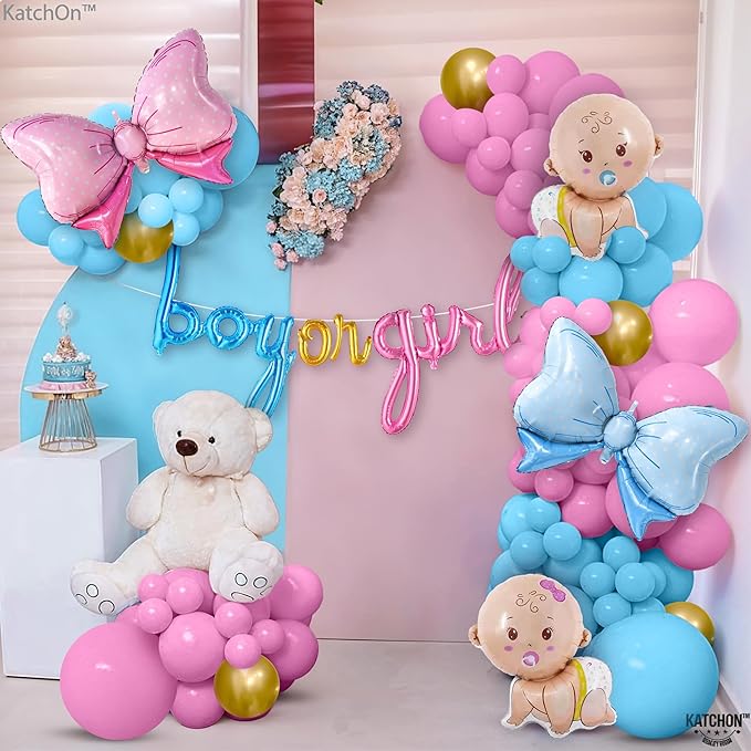 KatchOn, Gender Reveal Balloon Arch Kit - Pack of 70 | Pink and Blue Balloons,Boy or Girl Sign, Baby Balloons | Boy or Girl Gender Reveal Decorations | Baby Shower Decorations | Pink and Blue Decor