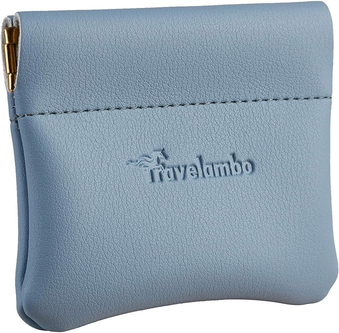 Travelambo Leather Squeeze Coin Purse Pouch Change Holder For Men & Women