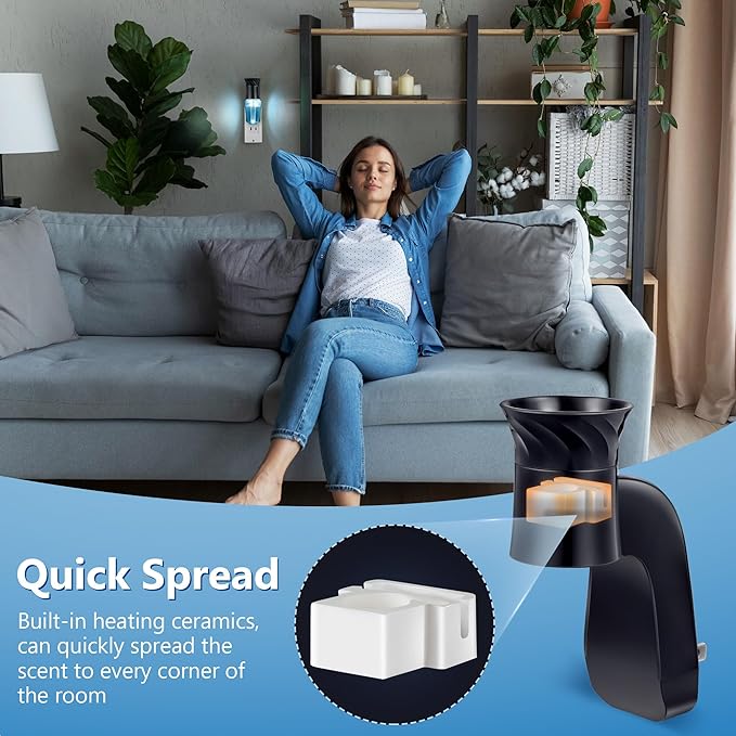6 Pcs Wall Fragrance Plug with Night Light Compatible with Bath and Body Works WallFlower Refills (No Fragrance Included), ETL Certified, Rotatable Scent Control Plug for Home/Office (Black)