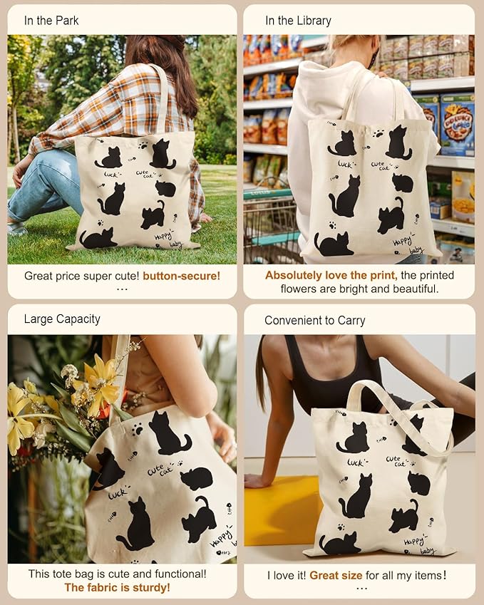 Miss Adola Aesthetic Tote Bag for Girls - with Magnetic Buckle and Zipper Inner Pocket for Women Lady Canvas Cotton Tote Bag