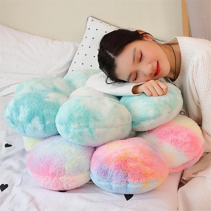 20” Blue Flower Pillow Flower Shaped Throw Pillow Colorful Cute Daisy Flower Pillows Seating Cushions for Adults Kids Throw Pillows Couch Decor