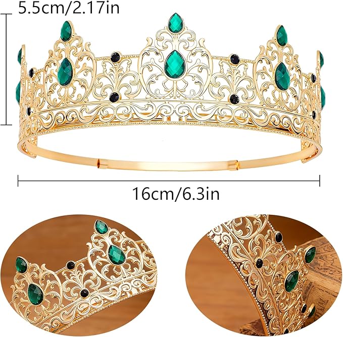 King Crown & Birthday Sash for Birthday Prom Party, Prom Decoration Gifts for Men, Costume Wedding Halloween