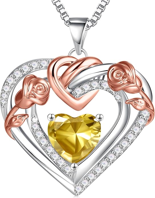 JKK Valentines Day Gifts for Mom - S925 Sterling Silver 12 Month Birthstone Necklaces Valentine's Day Mothers Day Birthday Christmas Gifts for Women Wift Mom