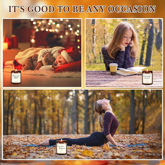 Candles for Home Scented, 6 x 3.5 oz Soy Wax & 150 Hours Long Lasting Fall Candles, Gifts for Women Birthday Thanksgiving Day Merry Christmas