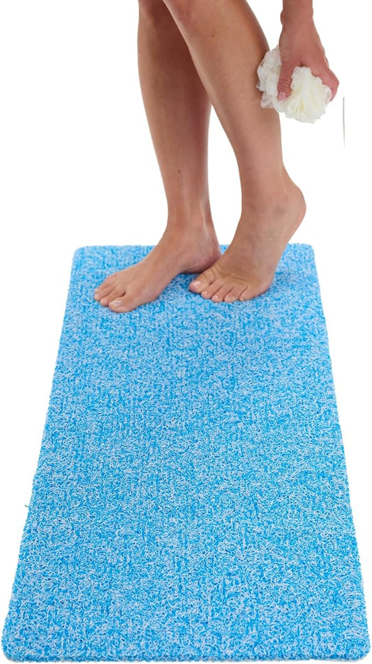 Non Slip Bathtub Mat Shower Mat for Tub - Loofah Bath Mats for Bathroom - 40x16 Bathtub Floor Mat - Textured Anti Slip Bath Mat Without Suction Cups - Secure Mat for Wet Areas (40x16 Aqua Blue)