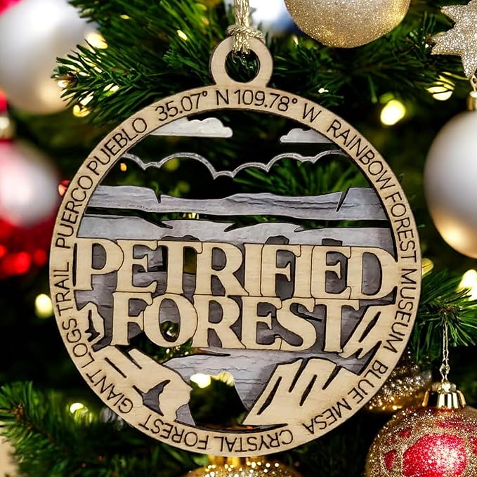Petrified Forest National Park 3" Wood Ornament - Laser Cut Christmas Tree Decoration, Handmade Arizona Souvenir Gift