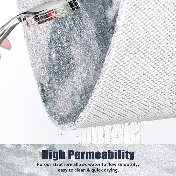 Shower Mat Bathtub Mat Non-Slip - 16x39 Inch Soft Comfort Bath Mat with Drainage Holes, PVC Loofah Massage Bathmat for Shower, Tub, Bathroom, Wet Areas, Quick Drying