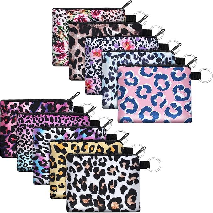 10 Pieces Small Coin Purse Boho Change Purse Pouch Mini Wallet Coin Bag with Zipper Exquisite Present for Women Girls on Valentine's Day