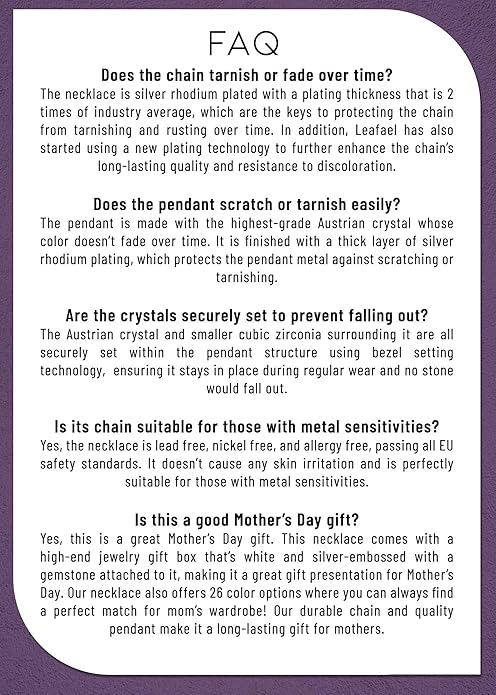 Leafael Valentine's Day Gift Necklaces for Women, Infinity Love Birthstone Heart Crystal Pendant, Birthday Anniversary Jewelry for Wife, Mom, and Her, Silver Plated, 18" + 2" Adjustable Chain