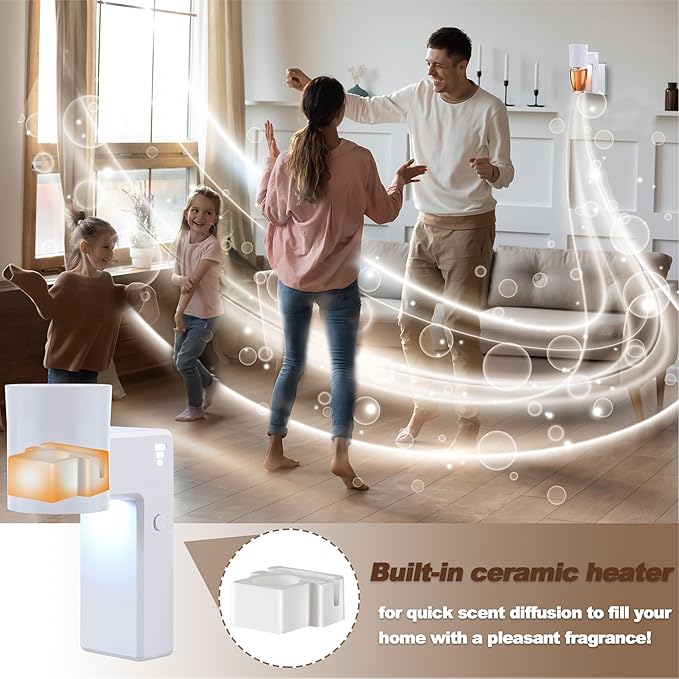 6 Pcs Wall Fragrance Plug in with Night Light Compatible with Bath and Body Works Wallflowers, with 3-Speed Adjustable Fragrance Essential Oil Diffuser for Home, White