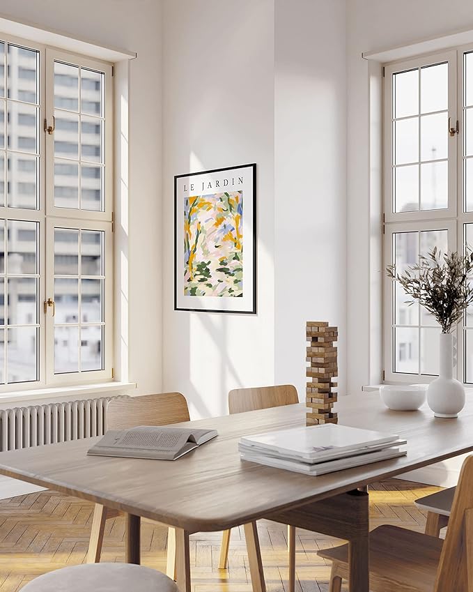 HAUS AND HUES Impressionist Art Posters, Danish Pastel Wall Art, Aesthetic Artsy Room Decor, Art Exhibition Print (Framed Black, 24" x 36")