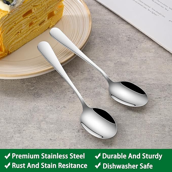 4.7 Inch Tea & Coffee Spoons,Set Of 8 Stainless Steel Espresso Spoons,Dishwasher Safe Small Spoon For Dessert Cake,Durable Metal Mini Spoon