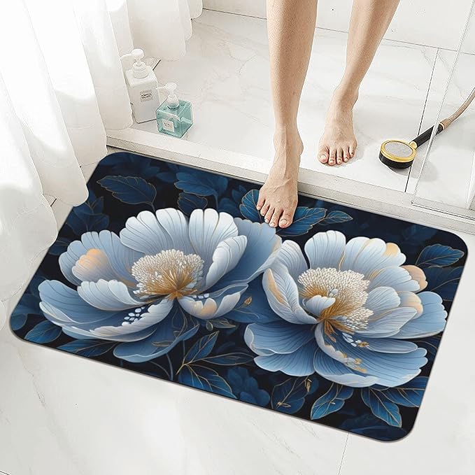 Diatomaceous Earth Bath Mat - Non-Slip Quick-Dry Bathroom Rug with Stylish Prints, Eco-Friendly Absorbent Floor Mat for Shower, Poolside(Vibrant Designs, 15.7 X 23.6Inch)