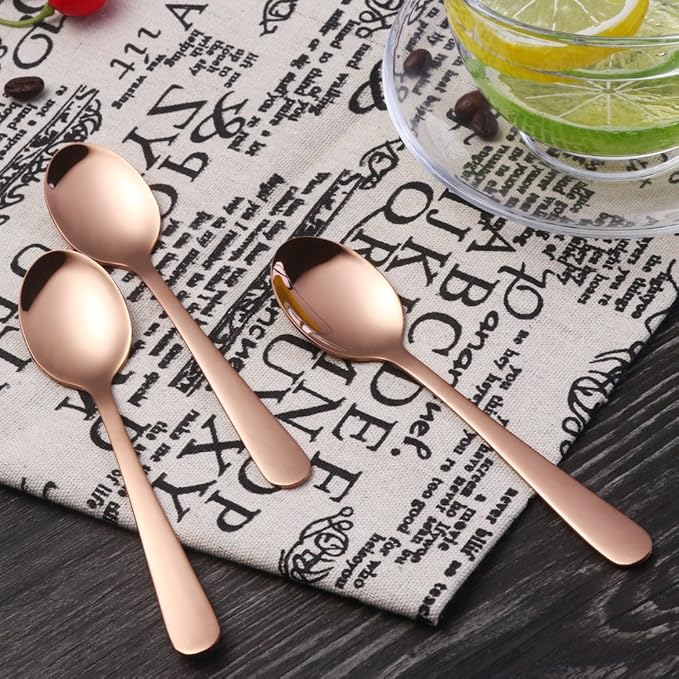 Buyer Star 12 Pieces Rose Gold Teaspoons 5.5-Inch Mini Coffee Spoons Stainless Steel Sugar Demitasse Espresso Spoons